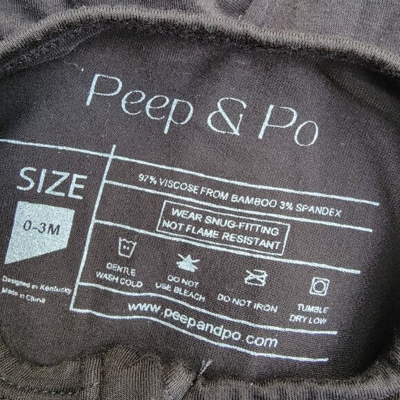 Peep & Po Bamboo Solid Black Convertible Footie Zip Romper Size 0-3m - Picture 4 of 4